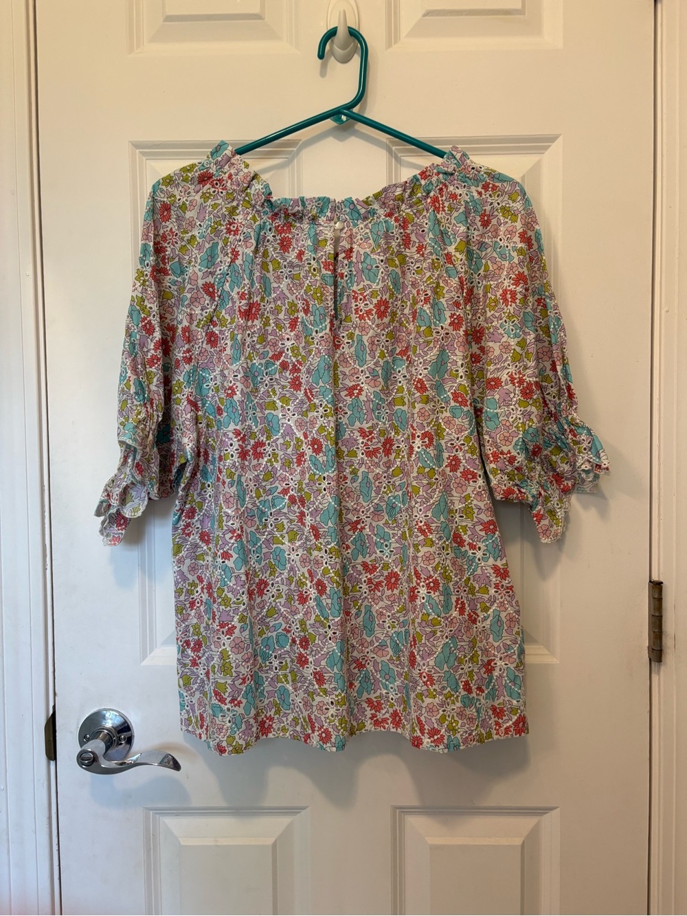 Jennifer & Grace floral eyelet puff peasant top XL - Picture 9 of 11